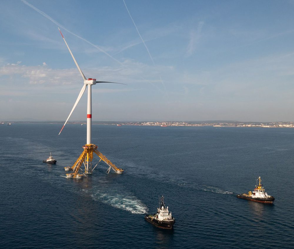 Wind turbines in open countryside